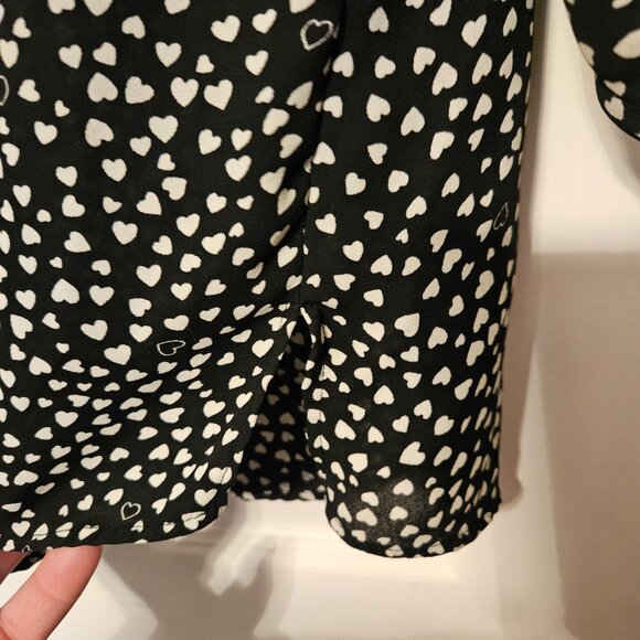 #483-Daniel Rainn- Black w White hearts Button-up Blouse. Sz. 2X - Picture 5 of 12